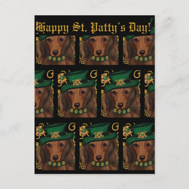Carte Postale Dachshund roux aux longs poils       (Devant)