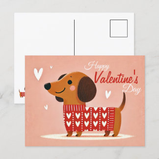 Carte Postale Dachshund Saint-Valentin