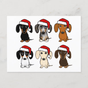 Carte Postale Dachshund Santas Noël Animaux de Noël Chien de vac