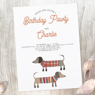 Carte Postale Dachshund Saucisse Chien Anniversaire Pawty Invita
