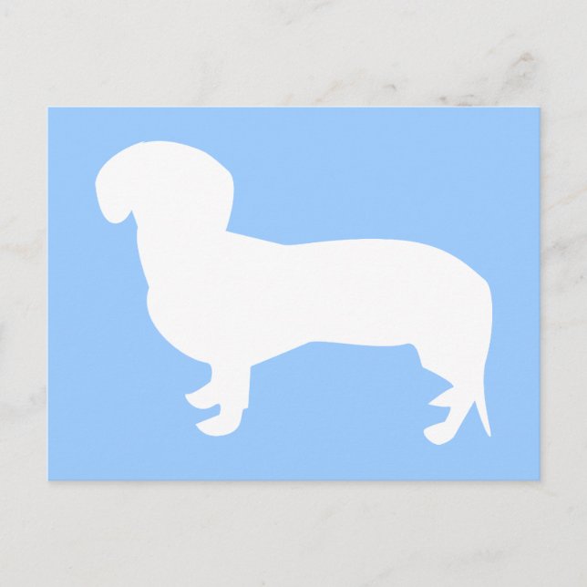 Carte Postale Dachshund Silhouette Bleu (Devant)