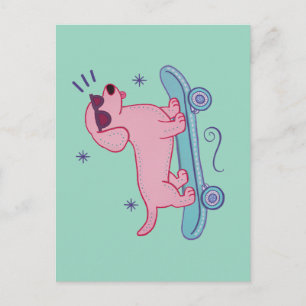 Carte Postale Dachshund Skateboard Cool Art de Chien Drôle