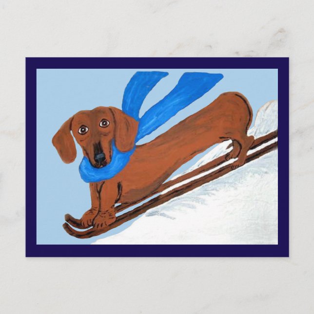 Carte Postale Dachshund Skieur (Devant)