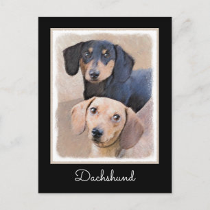 Carte Postale Dachshund (Smooth) Peinture - Art Chien original