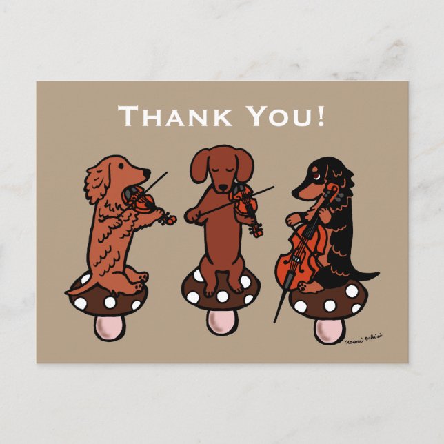 Carte Postale Dachshund String Trio Musiciens Merci (Devant)