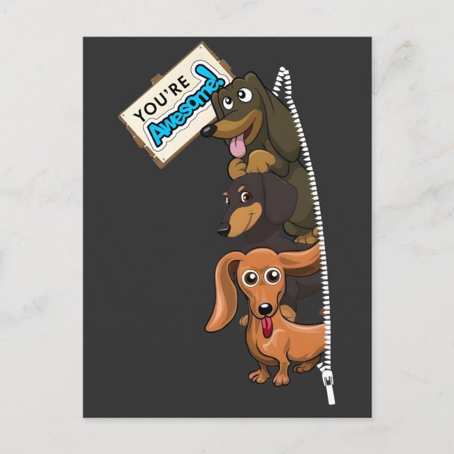 Carte Postale Dachshund Tu Es Génial (Devant)