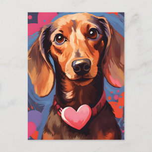 Carte Postale Dachshund Valentines jour