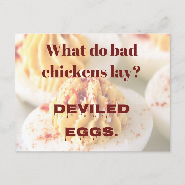 Carte Postale Dad Joke: What do bad chickens lay? (Devant)