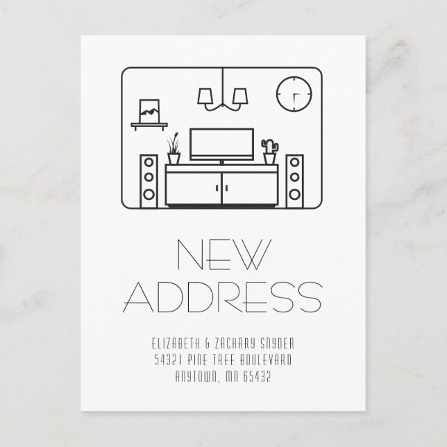 Carte postale d'adresse moderne noir et blanc (Devant)