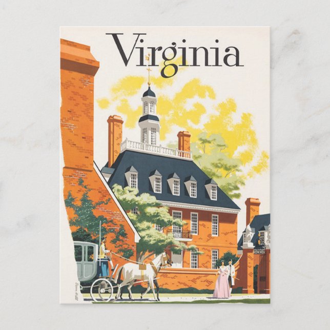 Carte postale d'affiche de voyage en Virginie (Devant)