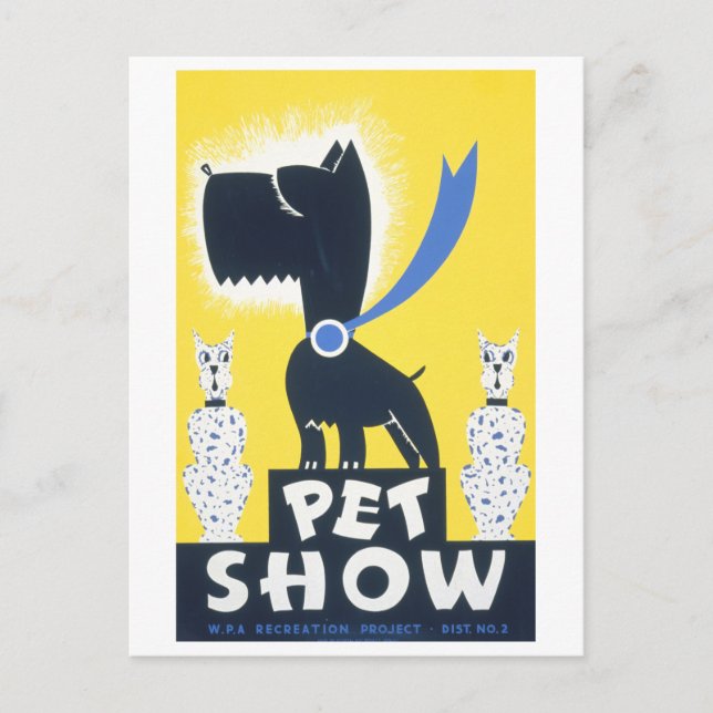 Carte postale d'affiche WPA de spectacle d'animaux (Devant)