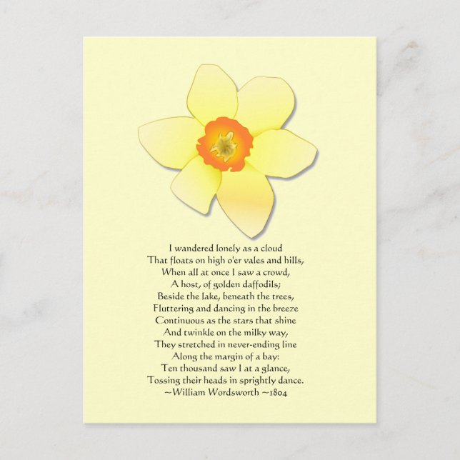 Carte Postale Daffodil ~ Wordsworth Poem (Devant)