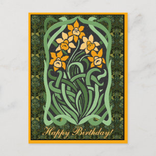 Carte Postale Daffodiles d'anniversaire Art nouveau (Personnalis
