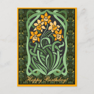 Carte Postale Daffodiles d'anniversaire Art nouveau (Personnalis
