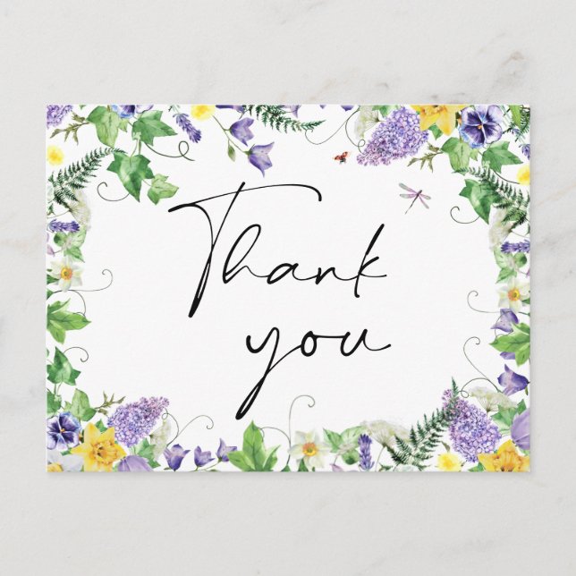 Carte Postale Daffodiles rustiques et Merci Fleur sauvage (Devant)