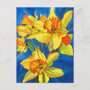 Carte Postale Daffodique jaune narcisse aquarelle peinture