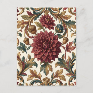 Carte Postale Dahlia de Bourgogne à l'écorçe d'or Baroque Floral