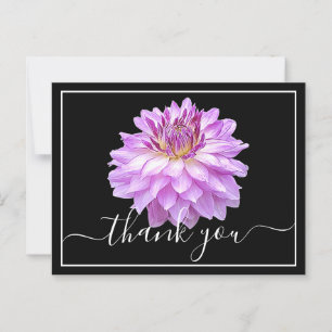 Carte Postale Dahlia Pourpre Avec Fond Noir Merci