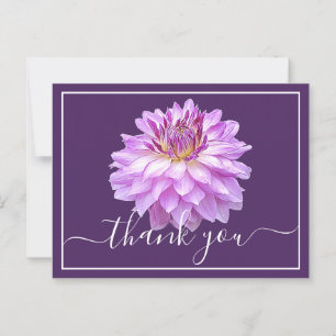 Carte Postale Dahlia Pourpre Avec Fond Violet Merci