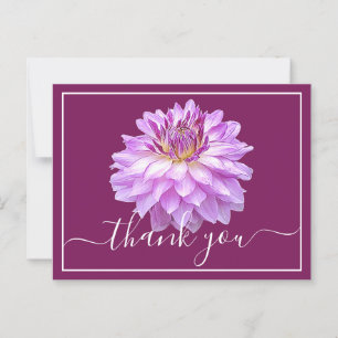 Carte Postale Dahlia Pourpre & Fond de Couleur Vin Remerciements