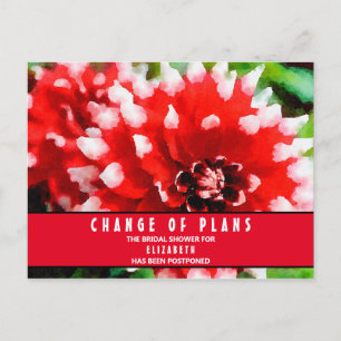 Carte postale Dahlia rouge pour changement de plan