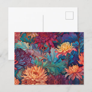 Carte Postale Dahlia Tapisserie florale