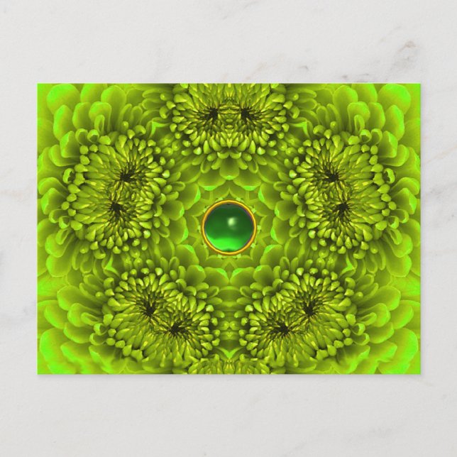 Carte Postale DAHLIA VERT ET EMERALD GEMSTONE Floral (Devant)
