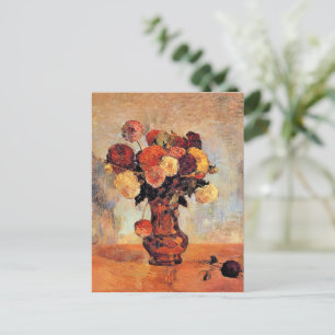 Carte Postale Dahlias dans un vase de cuivre par Gauguin