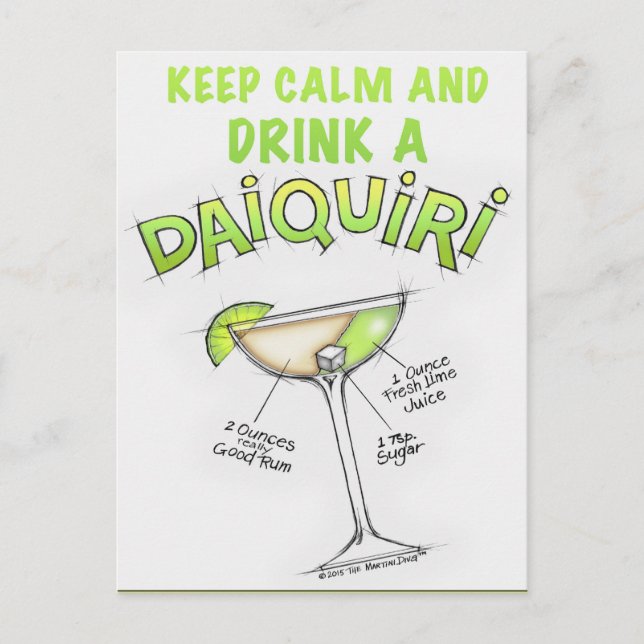CARTE POSTALE DAIQUIRI RECETTE COCKTAIL ART (Devant)
