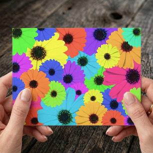 Carte Postale Daisées ou Marigolds Motif psychédélique coloré
