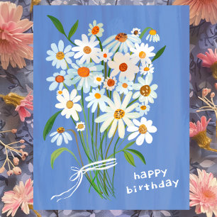 Carte Postale Daisy Bouquet Joyeux Anniversaire Gouache peint à 