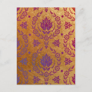 Carte Postale Daisy Damask, Métal Brossé en Rose Gold et Violet