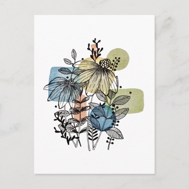 Carte Postale Daisy Doodle In Ink and Watercolor (Devant)