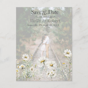Carte Postale Daisy Fleur sauvage Enregistrer la date Photo QR C