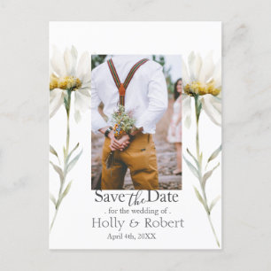 Carte Postale Daisy Fleur sauvage Enregistrer la date Photo QR C