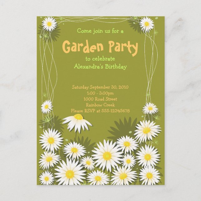 Carte Postale Daisy Garden Anniversaire Fête Invitation (Devant)