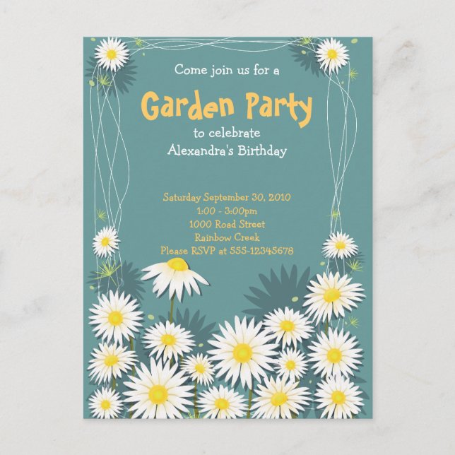 Carte Postale Daisy Garden Anniversaire Fête Invitation 2 (Devant)