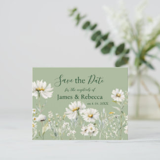 Carte Postale Daisy Sage & Botanical Wedding Save the Date