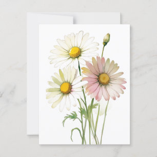 Carte Postale Daisy Watercolor Flower Moderne Professionnel