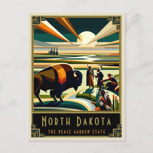 Carte Postale Dakota du Nord | Art déco (Devant)
