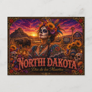 Carte Postale Dakota du Nord Día de los Muertos Rétro