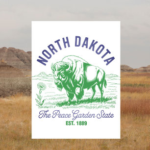 Carte Postale Dakota du Nord L'État du jardin de la paix Ét. 188