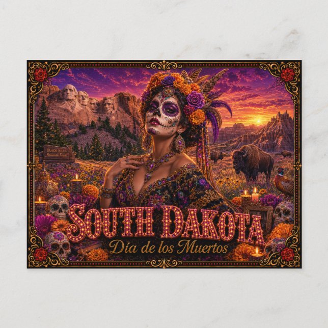 Carte Postale Dakota du Sud Día de los Muertos Rétro (Devant)