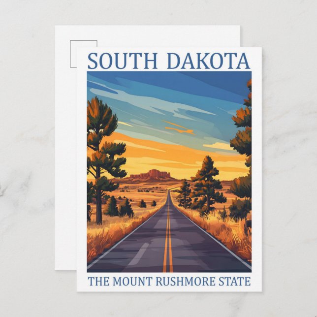 Carte Postale Dakota du Sud, Etat du Mont Rushmore USA Travel (Devant / Derrière)