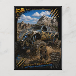 Carte Postale Dakota du Sud Monster Truck Art de Route Hors Rout