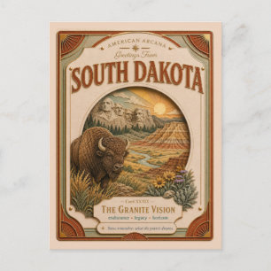 Carte Postale Dakota du Sud Papier découpé américain Arcana Vint