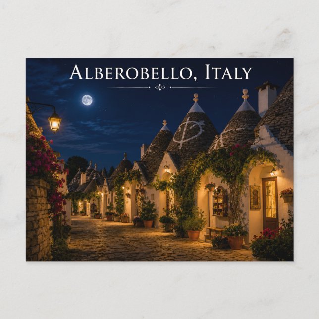Carte postale d'Alberobello Italie nuit (Devant)