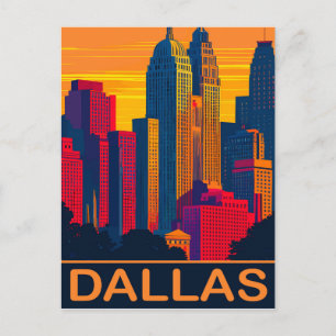 Carte Postale Dallas en couleurs vives, Voyage