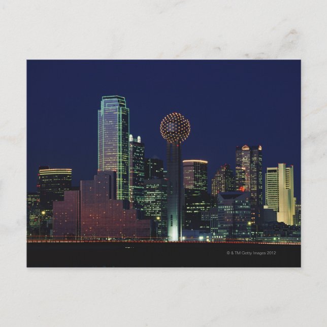 Carte Postale Dallas Skyline la nuit (Devant)