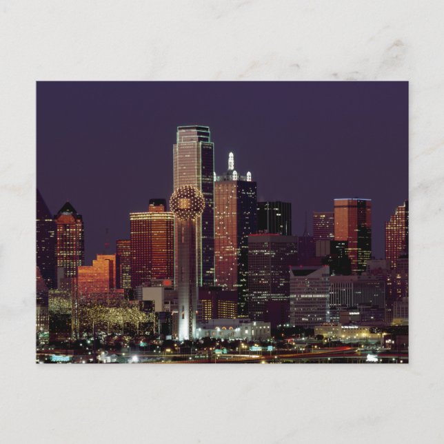 Carte Postale Dallas Skyline la nuit (Devant)